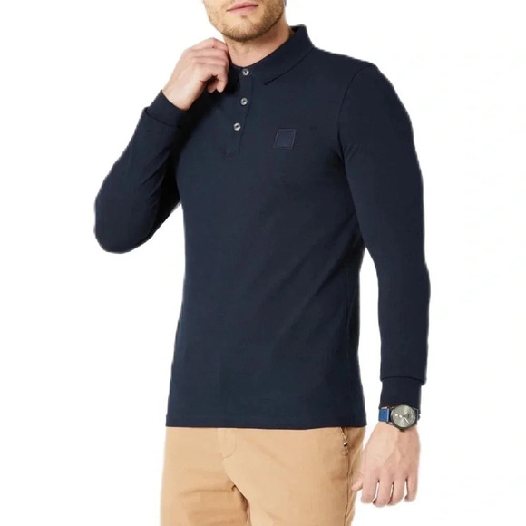 BOSS Men’s Passerby Polo Navy Blue Shirt - Picture 2 of 15